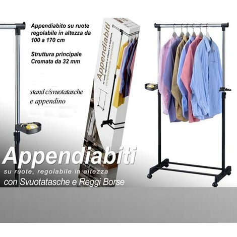 Stender Appendiabiti Doppio Estensibile Con Ruote, 82, 5/125x42, 5x97/170  Cm in vendita online