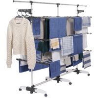 Stendibiancheria Pieghevole A 2 Livelli | Estensibile, Con Rete E Portamollette | 180 Cm, Carico 25 Kg