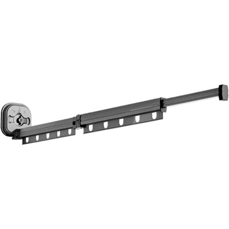 Stendibiancheria a scomparsa, da parete, con ventosa, pieghevole, con ganci e portasciugamani, per balcone, lavanderia, bagno, camera da letto (grigio scuro, 2 scomparti)