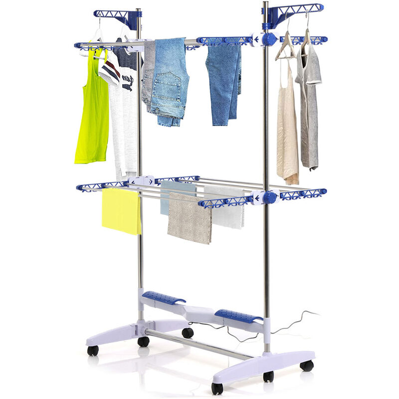 Stendibiancheria Pieghevole A 4 Ruote | Salvaspazio, 20kg Di Capacità - 68x135cm - Foto 4