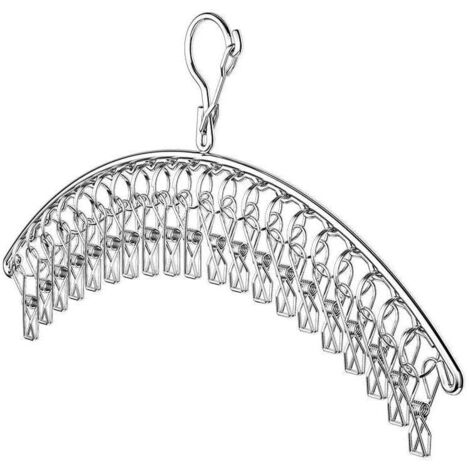 Stendibiancheria in acciaio inox con 40 clip, piccolo e antivento, per calzini, biancheria intima, asciugamani e scarpe.