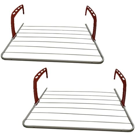 Stendibiancheria per balcone termosifone set2 stendini stendi panni bucato 5 metri lineari di stenditura cada uno acciaio bianco