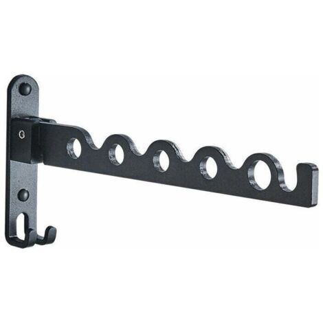 Stendibiancheria pieghevole da parete con gancio per balcone, bagno, camera da letto e lavanderia (nero, 1 pezzo)
