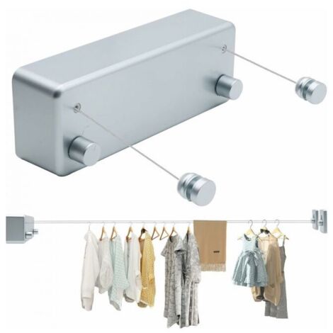 Stendibiancheria portatile retrattile da parete da 4,2 m per bagno, uso interno ed esterno.