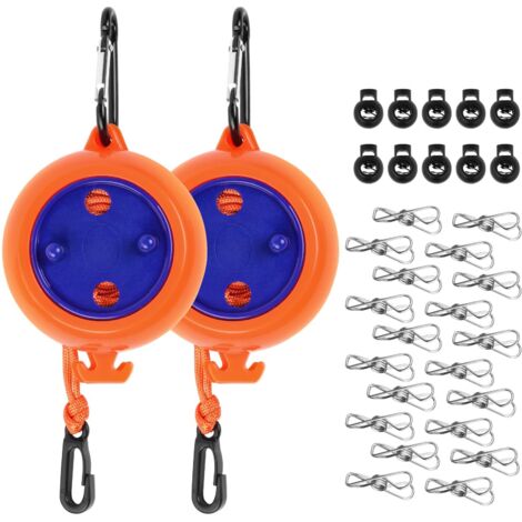 Stendibiancheria retrattile, 2 stendibiancheria da viaggio portatile da 10 m, stendibiancheria anti-avvolgimento, con 10 fibbie fisse e 20 clip antivento, per interni, esterni, campeggio e viaggi
