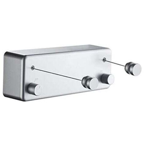 Stendibiancheria retrattile in acciaio inox a doppio filo 2 x 4,2 m – Installazione senza fori – Capacità di 20 kg per filo