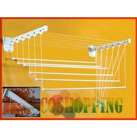 BIGHOUSE IT Stendibiancheria saliscendi a muro o soffitto salvaspazio cm 160 stendino resina