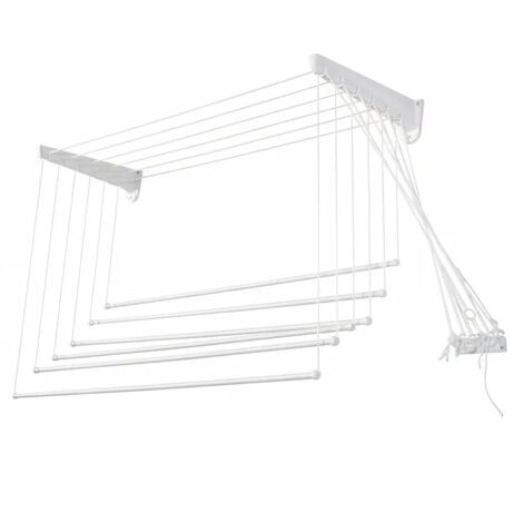 Stendibiancheria Salvaspazio Saliscendi da Parete/Soffitto in Resina 140x70 cm – Max 20 Kg