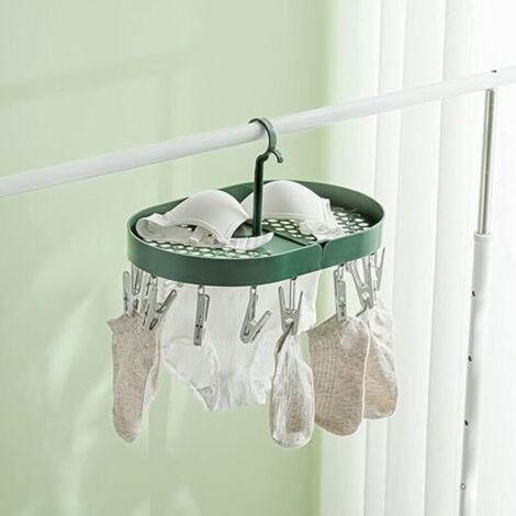 Stendibiancheria sospeso con 14 clip - Rotazione a 360° - Verde (Intimo)