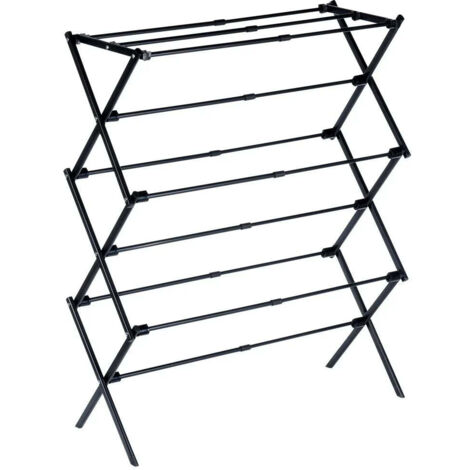 Stendibiancheria Verticale Estensibile In Metallo Nero 47-78 x 94 cm
