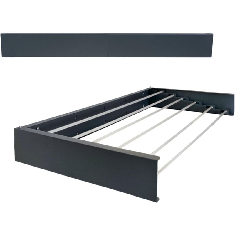 Tendoir à linge mural, de balcon, pour intérieur et extérieur, pliable Foxydry Hide Anthracite 101x50x13 cm