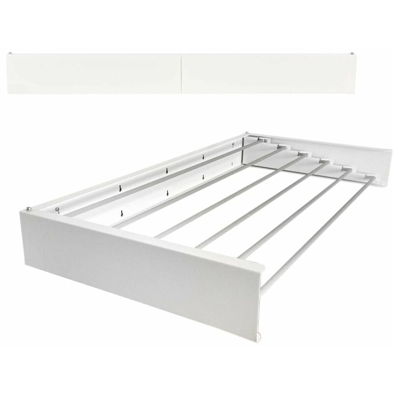 Tendoir à linge mural, de balcon, pour intérieur et extérieur, pliable Foxydry Hide Blanc 101x50x13 cm
