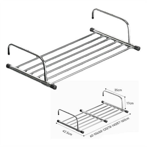 Stendino Relaxdays - per appendere termosifoni e stendibiancheria da balcone, piccolo, capacità di asciugatura 3 m, bianco, lungo 50 cm, retrattile 78-140 cm