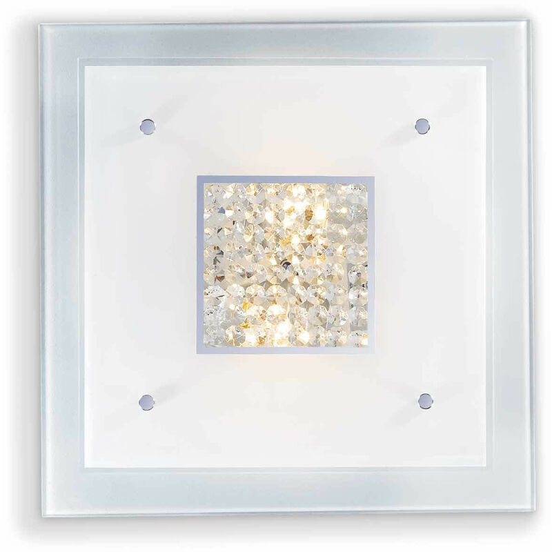 01-ideal Lux - STENO weiße Kristall Deckenleuchte 3 Lichter