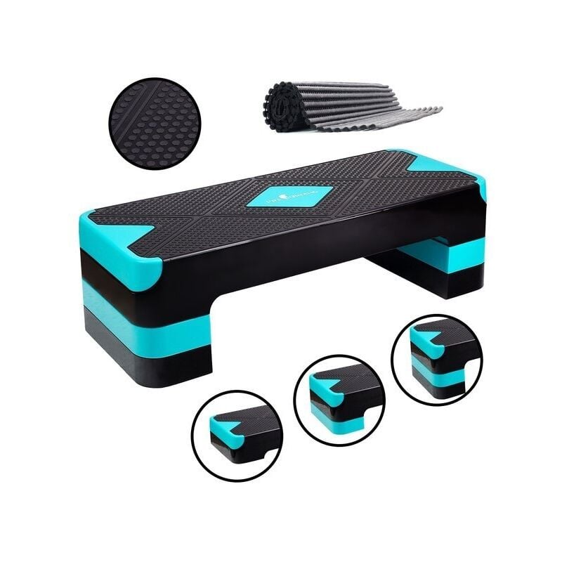 Viking Choice - Step aérobic bleu - 3 positions de hauteur - 67x27 cm - Bleu