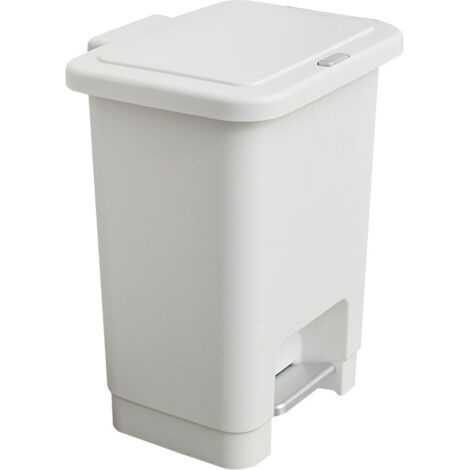 Step Bin, poubelle à pédale 10 L, rectangulaire, en plastique recyclé, pour cuisine, bureau, buanderie, garage, atelier, salle de bain,Blanc
