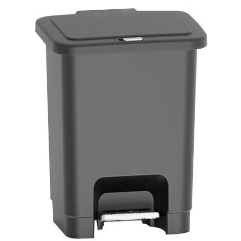 Step Bin, poubelle à pédale 10 L, rectangulaire, en plastique recyclé, pour cuisine, bureau, buanderie, garage, atelier, salle de bain,Noir