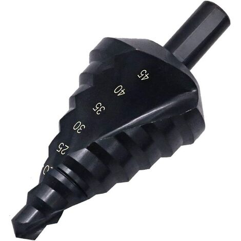 Step Drill Bit 4-45mm Triangle Tail Spiral High Speed ​​Steel Cobalt Nitriding High Speed ​​Steel Drill Bit For Wood Metal Cone Drill Tools (Color: Black)