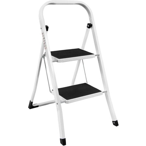 Step Ladder With Anti-Slip Mat Heavy Duty Steel Folding Portable, 2-Step