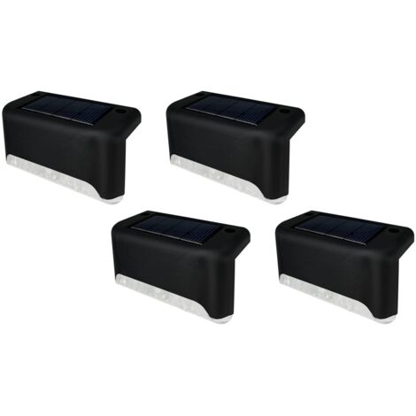 Step Light, 4 Pcs Haute Résistance ABS Ingénierie en Plastique Solaire LED Deck Light Outdoor Escalier Lampe Blanc Éclairage Étanche Solaire Step Light Escalier Outil D'éclairage