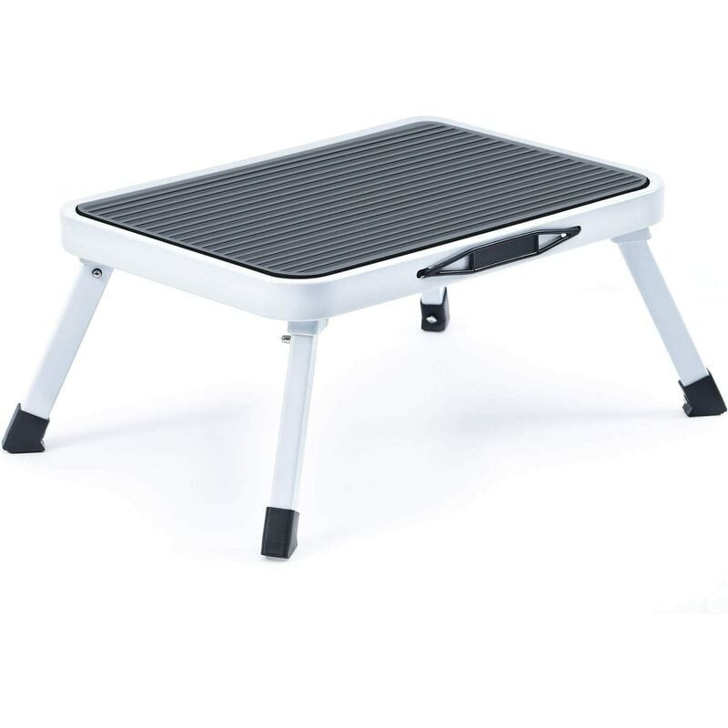 Step Stool,Folding One Step Ladder with Non-slip Rubber Mat,Lightweight Steel Kitchen Stool,holds up to 150KG