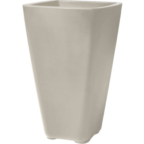 Step2 Bridgeview - Pot De Fleur Grand - Béton   42,8 X 42,8 X 66 Cm - Jardinière Balcon Léger Et Facile À Déplacer - Plastique Rotomoulé