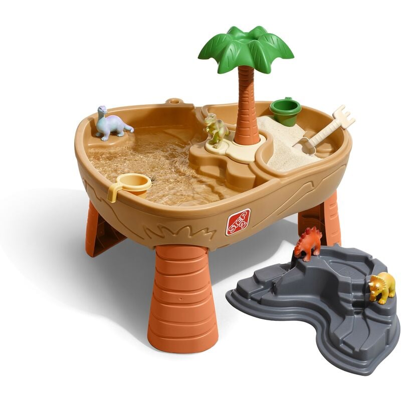 Dino Dig Table de jeu Sable et Eau Avec Kit d'Accessoires de 7 Pièces Table Activité Enfant à Eau pour le jardin - Marron - Step2