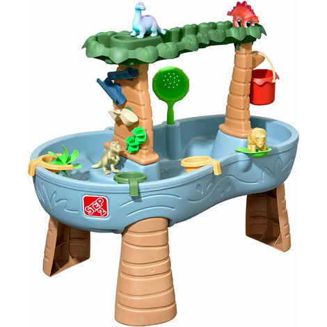 Step2 Dino Showers Wasserspieltisch Großer Wassertisch mit 13-teiligem Zubehörset Garten Wasser Spieltisch für Kinder in Blau & Braun