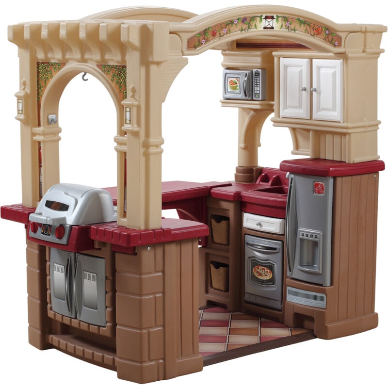 Step2 - Grand Walk-In Kitchen & Grill Cuisine Enfant en Plastique Jouet Cuisine pour Enfants avec Kit d'accessoires de 103 Pièces