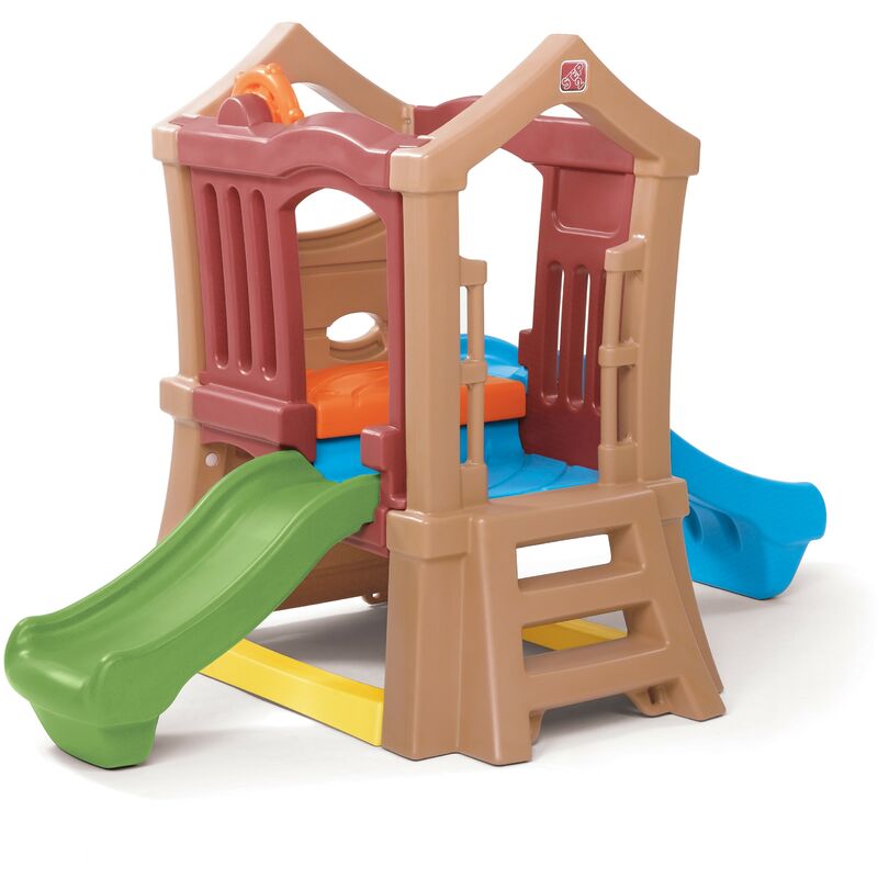 Step2 - Play Up Clubhouse Climber Aire de Jeux Enfant avec 2 Toboggans | Toboggan / Jeux escalade pour Enfants - Multicolore