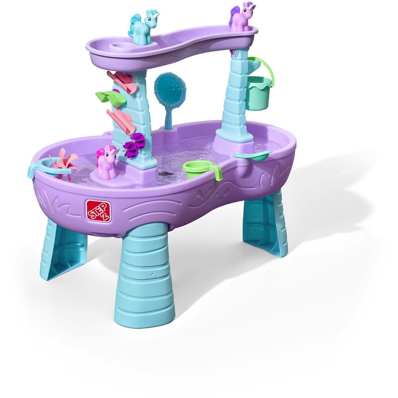 Rain Shower Splash Licornes Table d'eau avec 13 accessoires Table de jeu enfant a eau Table d'activité pour le jardin rose & violet - Violet - Step2
