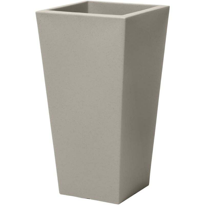 Tremont Pot de Fleur - Carré et Grand - Béton Jardinière Balcon Léger et Facile à déplacer - Plastique rotomoulé - 38,1 x 38,1 x 71,1 cm - Gris