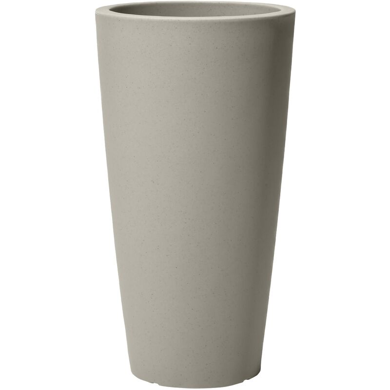 Tremont Pot de Fleur - Rond et Grand - Béton Jardinière Balcon Léger et Facile à déplacer - Plastique rotomoulé - 38,1 x 38,1 x 71,1 cm. - Gris