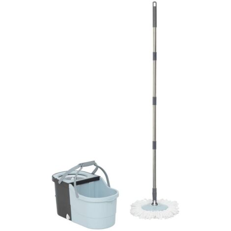 Stepa set mopa cubo 7l + escoba microfibra azul y topo - 5five