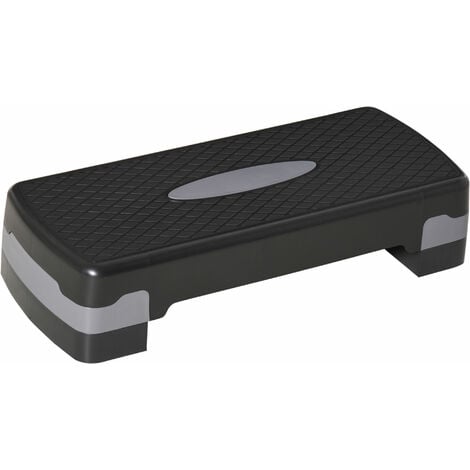 Stepper Fitness Aerobic hauteur reglable surface antiderapante dim. 68L x 29l x 10-15H cm plastique gris noir - Noir