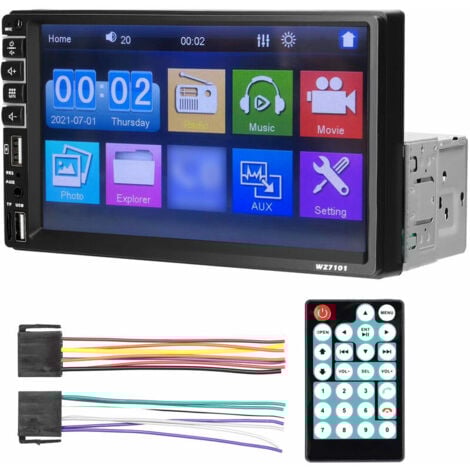 Stéréo de voiture simple DIN Écran tactile LCD 7 pouces Lecteur BT MP5 Récepteur d'autoradio FM Prise en charge TF/USB/AUX-IN Lien de téléphone portable Appel mains libres Image inversée Commande au v