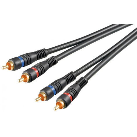 Stereo-Verbindungskabel 2x Cinch, zweifach geschirmt, 2x Cinch-Stecker  2x Cinch-Stecker. Kabellänge 0.2 m