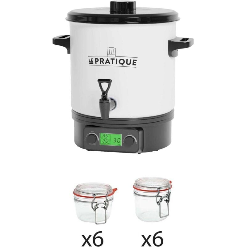 Stérilisateur automatique en émail écran lcd avec 12 bocaux Stérilisateur + 6 bocaux de 125 ml + 6 bocaux de 200 ml