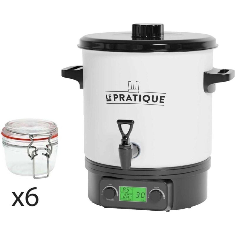 Stérilisateur automatique en émail écran lcd avec 6 bocaux Stérilisateur + 6 bocaux de 125 ml
