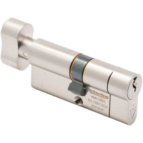 Sterling Int Ext TS007 BS1, cilindro per porta a 1 stella, approvato dalla polizia, sicuro con design girevole, in nichel satinato, interno 40 mm, esterno 60 mm (100 mm in totale)