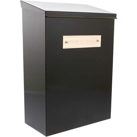 Sterling NPB02BK Thames Steel Newspaper Box - Black, 15 x 40 x 27.5 cm