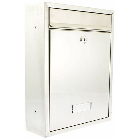 Sterling Trent 702475 Cassetta delle lettere da parete in acciaio inox, con serratura, resistente alle intemperie, 260 x 340 x 88 mm