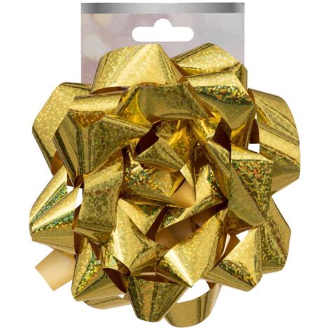 Stern aus holographischem Bolduc D.15cm - Golden