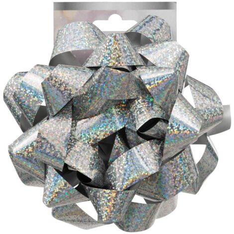 Stern aus holographischem Bolduc D.15cm - Silber