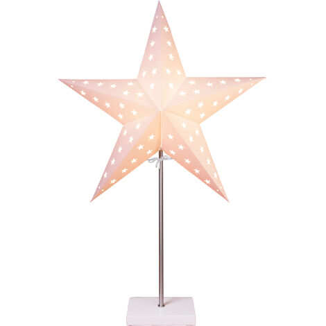 Stern-Tischleuchte -Leo', Holzfuß, weiß, 65cm