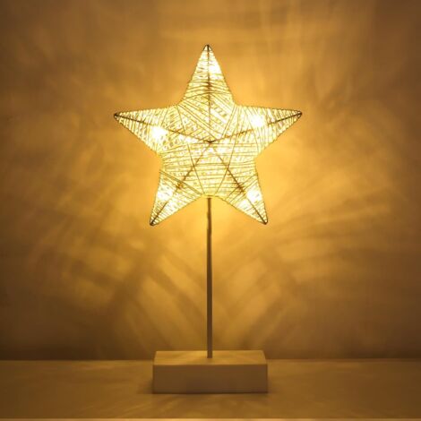 Sternförmige, 40 cm große dekorative Schreibtischlampe mit LED-Stern, batteriebetrieben, Nachttischlampe