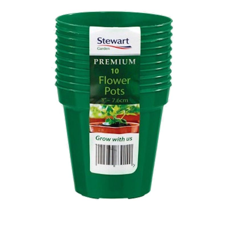 10 Flower Pots - 7.6cm - Green (4830004) - Stewart Garden