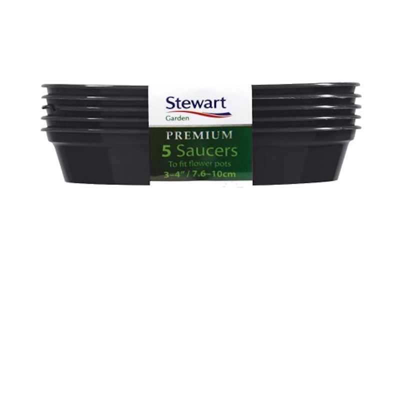 5 Premium Flower Pot Saucers - 13-15cm - Black (4842005) - Stewart Garden