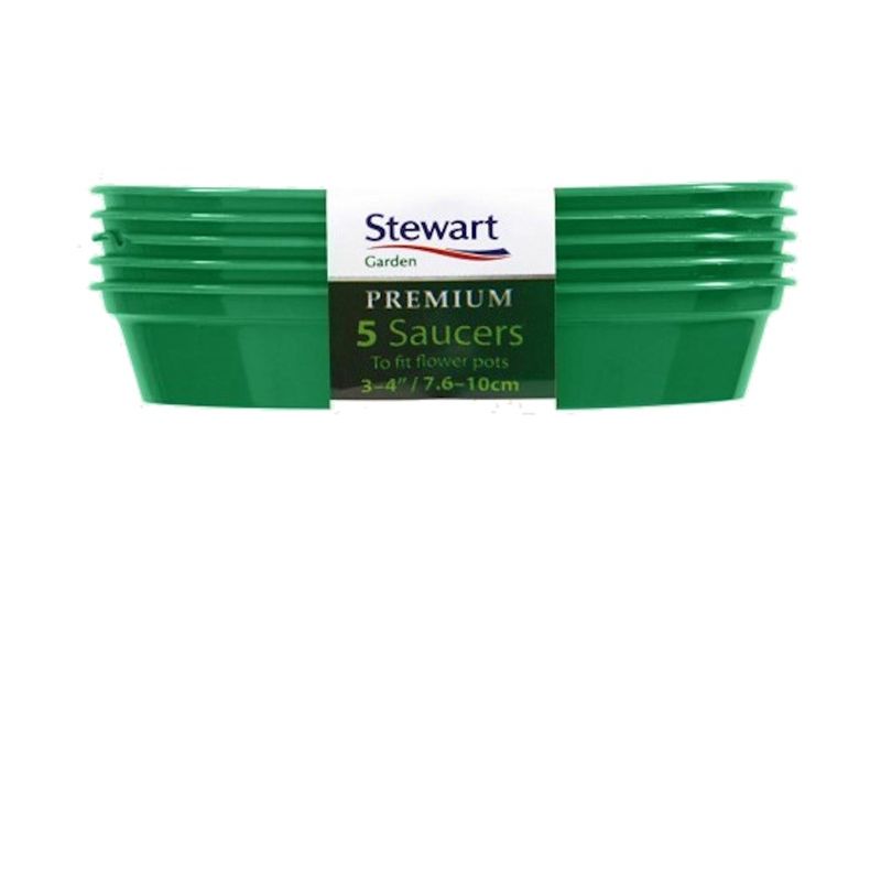 5 Premium Flower Pot Saucers - 13-15cm - Green (4842004) - Stewart Garden