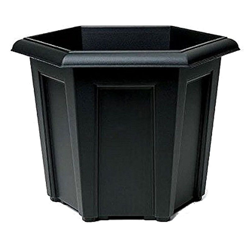 Regency Hexagonal Planter - 40cm - Black (9300005) - Stewart Garden